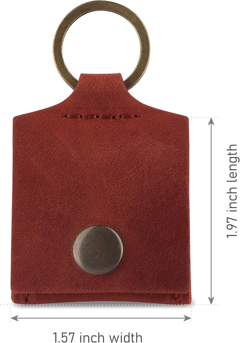 MAKYN Store Leather Keychain Ring Holder, Wedding Ring Travel Case, Engagement Ring Holder, Ring Pouch Bag, Workout and Gym Ring Holder, Small Soft Leather Ring Bearer (Cognac) - Image 3